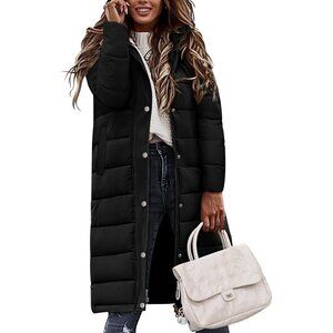Winter Coats for Women-Puffer Jacket Hooded Warm Winter Long Coat Thickened Down